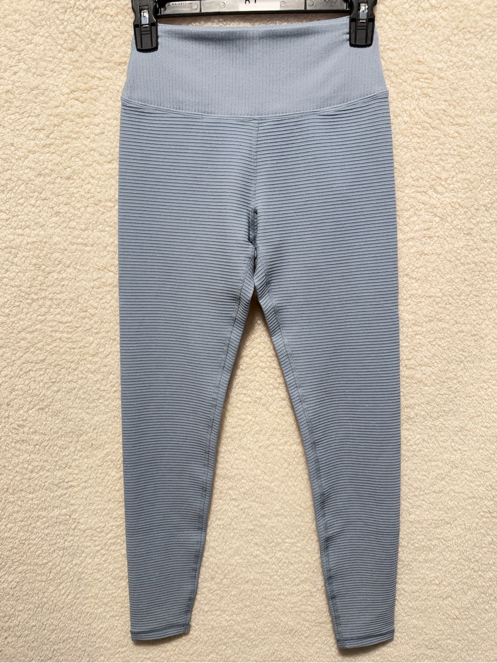 GLYDER Stitch Fix Blue Ribbed Metallic Leggings Size Small 11.5-16W 10R 27I NWOT